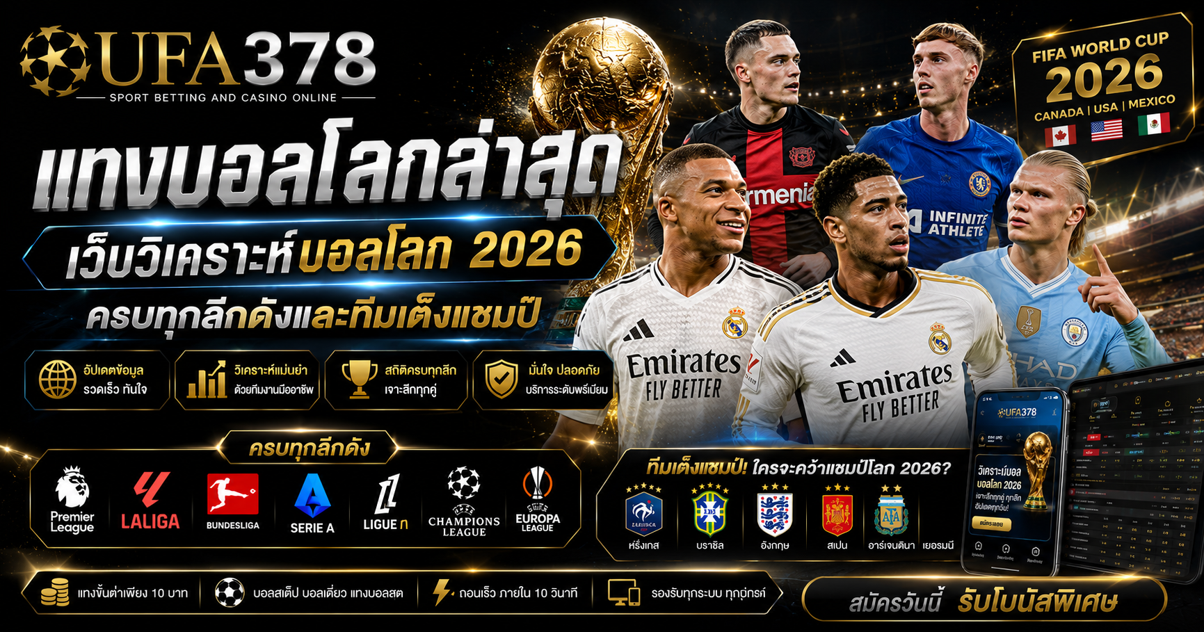 แทงบอลโลกล่าสุด เว็บวิเคราะห์บอลโลก 2026 ครบทุกลีกดังและทีมเต็งแชมป์